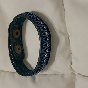 Teal leather bracelet